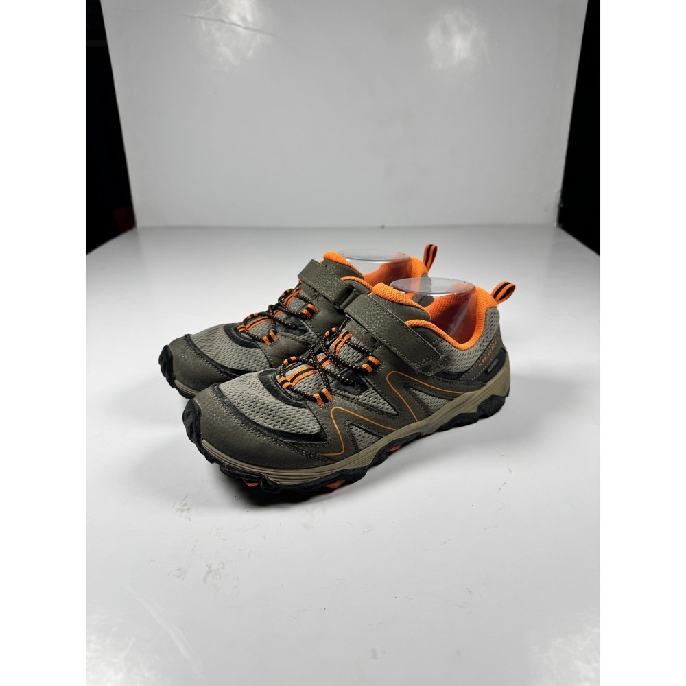 Merrell Trail Quest Kids Gray Orange Mesh Waterproof Ankle Strap Hiking‎ Shoes